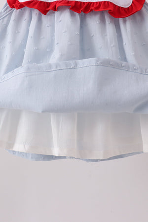 Blue Embroidered Swiss Dot Bloomer Set