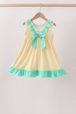 Mustard Honey Bear Embroidered Dress