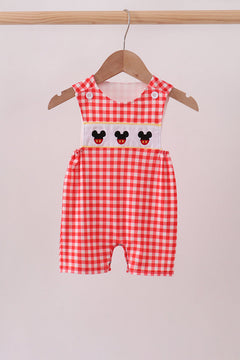 Red Character Plaid Embroidered Jon Jon