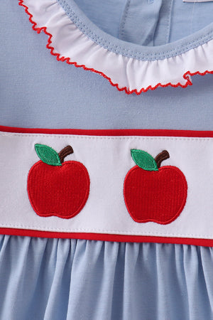 Blue Apple Embroidered Dress