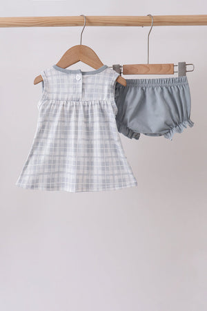 Blue Faith Quote Embroidered Bloomer Set