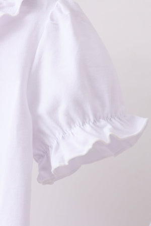 Blue Faith Quote Embroidered Ruffle Shorts Set