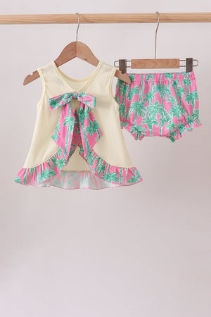 Palm Tree Embroidered Bloomer Set