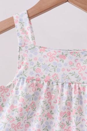 Blue Floral Print Ruffle Bloomer Set
