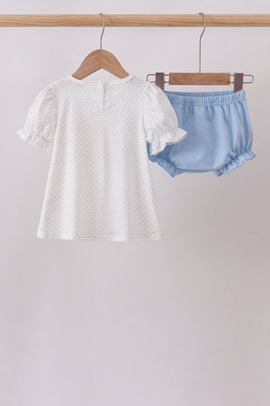 Blue Carousel Embroidered Bloomer Set