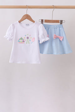 Carousel Embroidered Skorts Set