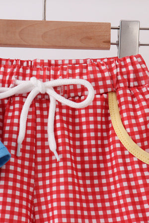 Blue Carousel Embroidered Shorts Set