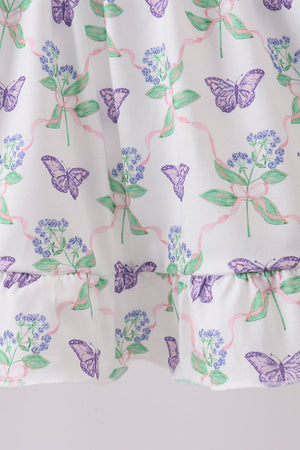 Purple Butterfly Applique Shorts Set