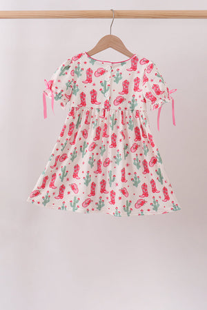 Pink Boots Smocked Dress