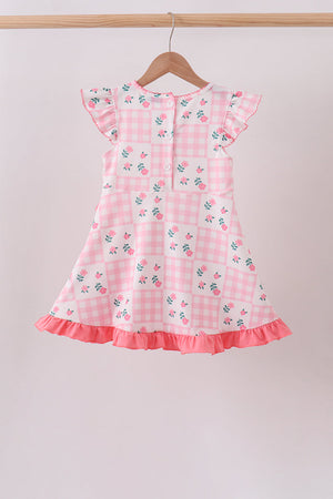 Pink Floral Ruffle Dress