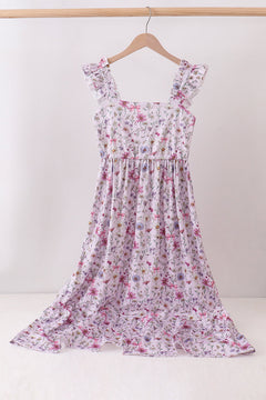Purple Garden Ruffle Mom Dress