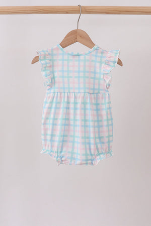 Blue Plaid Ruffle Bubble