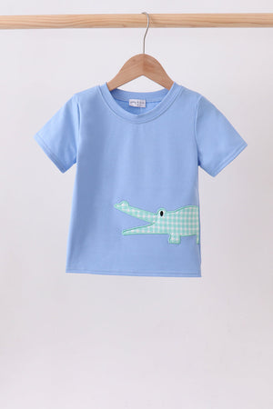Blue Crocodile Applique Top