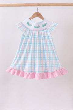 Pink Crocodile Smocked Gingham Dress