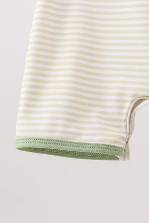 Monster truck embroidery stripe romper