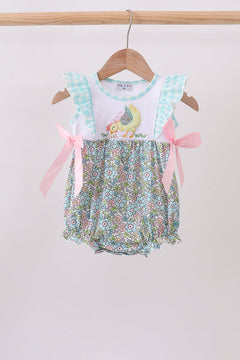 Mint Chicken Applique Ruffle Bubble