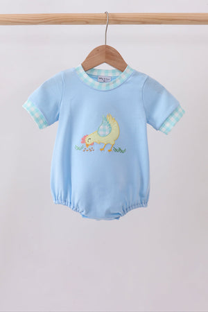 Blue Chicken Applique Bubble