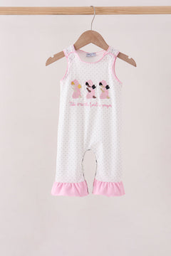 Pink Prayer Embroidery Ruffle Romper