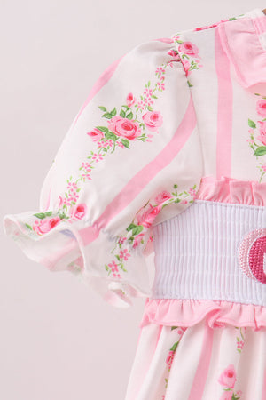 Pink Pumpkin Embroidery Ruffle Bloomer Set