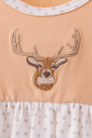 Beige Deer Embroidery Bloomer Set