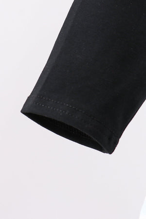 Black Spider Embroidery Pocket Stripe Top