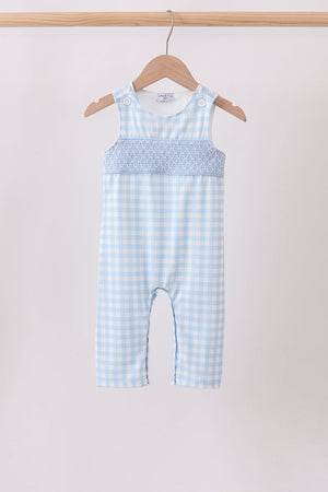 Blue Smocked Gingham Jon Jon