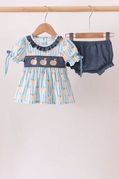 Gray Pumpkin Ruffle Shorts Set