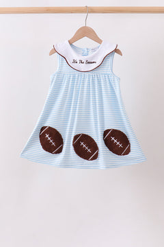 Blue Stripe Football French Knot Dress
