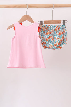 Pink Jack-O-Lantern Applique Bloomer Set