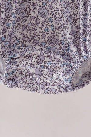 Navy Floral Bow Smocked Bubble
