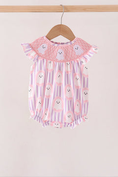 Purple Ghost Smocked Ruffle Bubble
