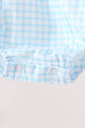 Blue Gingham Candy Corn Embroidery Bubble