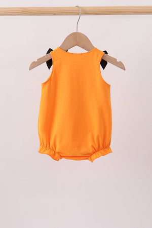 Orange Jack-O-Lantern Applique Bow Bubble