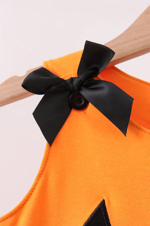 Orange Jack-O-Lantern Applique Ruffle Shorts Set