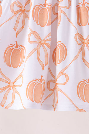 Coral Pumpkin Bow Bamboo Set