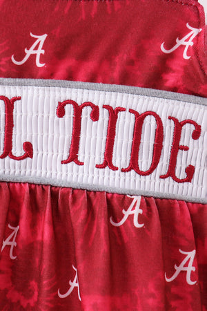 Maroon Alabama Roll Tide Smocked Bubble
