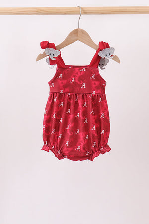 Maroon Alabama Roll Tide Smocked Bubble