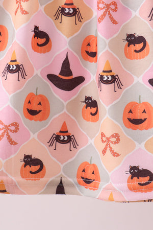 Pumpkin spider bow shorts set