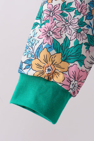 Green Floral Ruffle Shorts Set