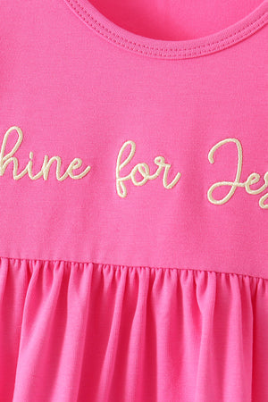 Pink shine for jesus embroidery pocket pants set