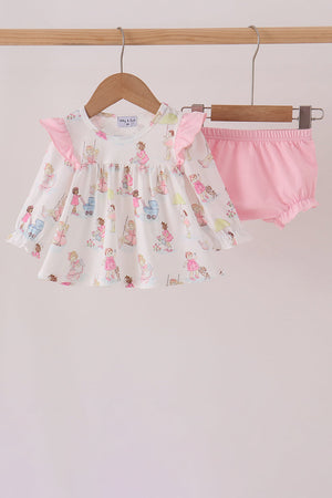 Pink all day adventure ruffle bloomer set