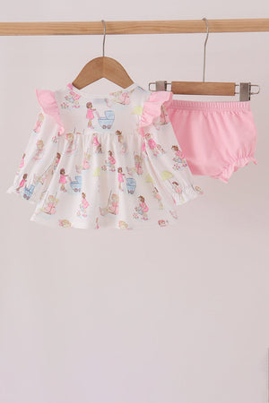 Pink all day adventure ruffle bloomer set