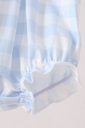 Blue Pumpkin Embroidery Gingham Bubble