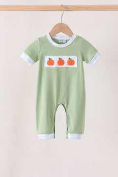 Green Pumpkin Embroidery Romper
