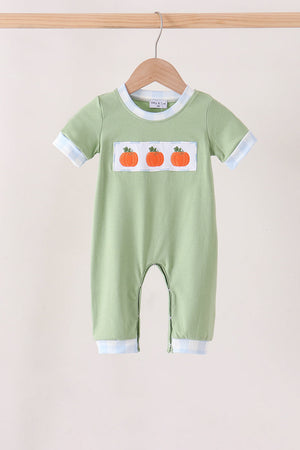 Green Pumpkin Embroidery Romper