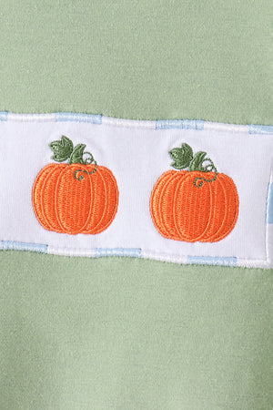 Blue Pumpkin Embroidery Gingham pants Set