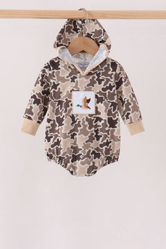 Camouflage duck embroidery hoodie bubble