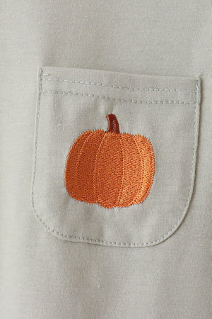 Sage Pumpkin Embroidery Plaid pants set