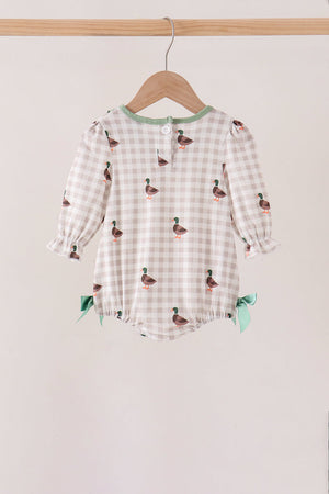 Green Duck Ruffle Gingham Bubble