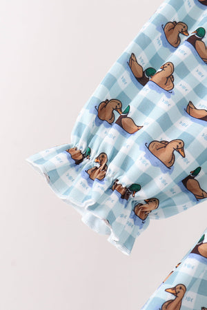 Blue mallard duck embroidery dress